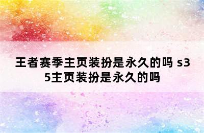 王者赛季主页装扮是永久的吗 s35主页装扮是永久的吗